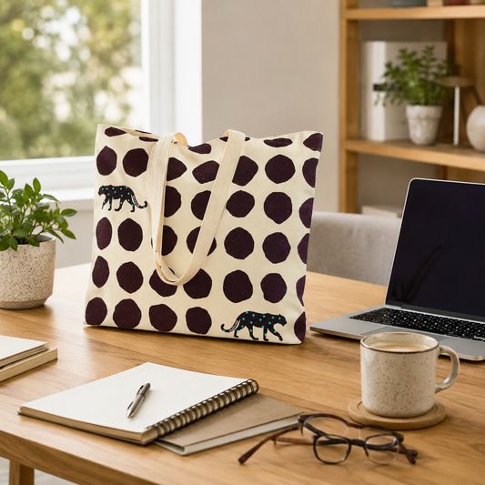 Panther Cotton Sailcloth Heavyweight Canvas Fabric by Echino Japanese Fabric