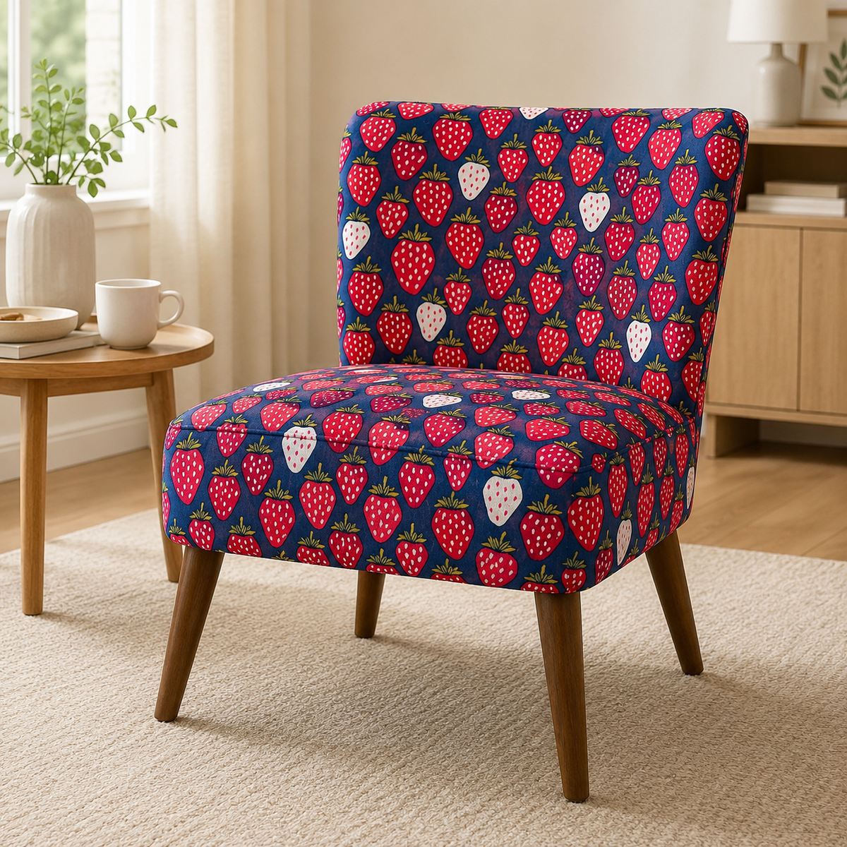 Under the Apple Tree-Queen of Berries-Starry Night-Unbleached Canvas Fabric