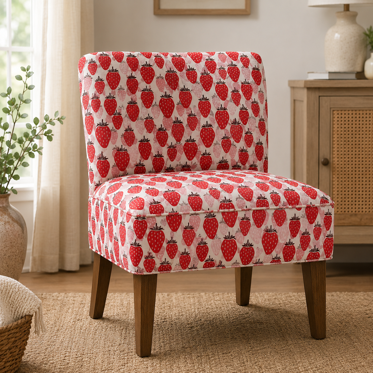 Under the Apple Tree Queen of Berries Blushing Red Fabric by Loes van Oosten