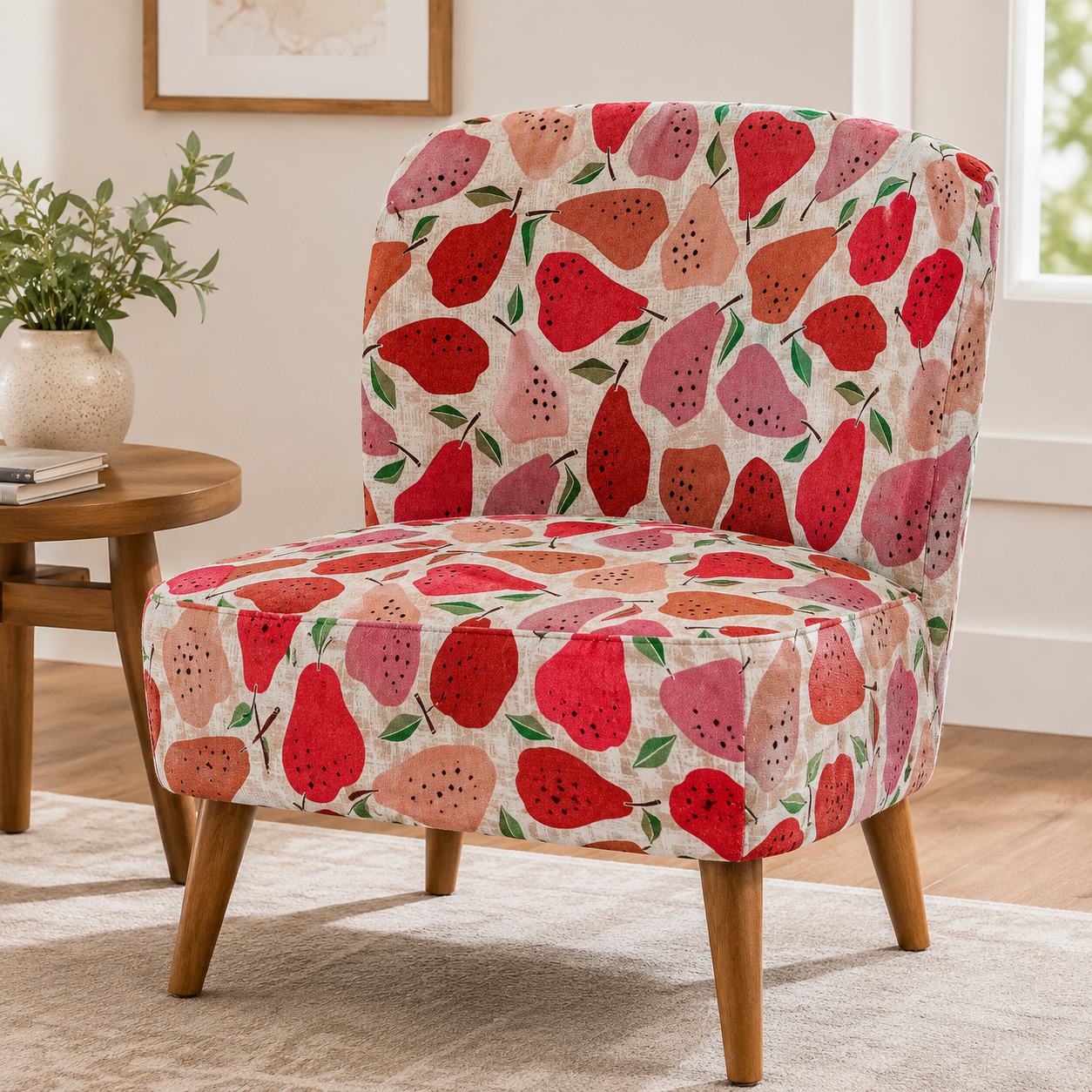 Under the Apple Tree-Quince Red Cotton Fabric-Loes van Oosten