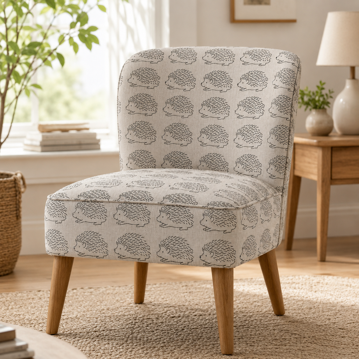 Porcupine & Hedgehog Canvas Fabric – Sevenberry by Robert Kaufman – Japanese Cotton Canvas – Cute Woodland Animal Fabric