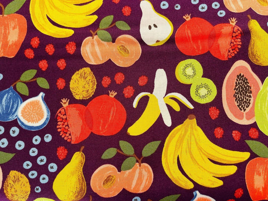 Orchard-Fruit Stand-Burgundy Fabric-Rifle Paper Co-Cotton + Steel-RP1200-BU1
