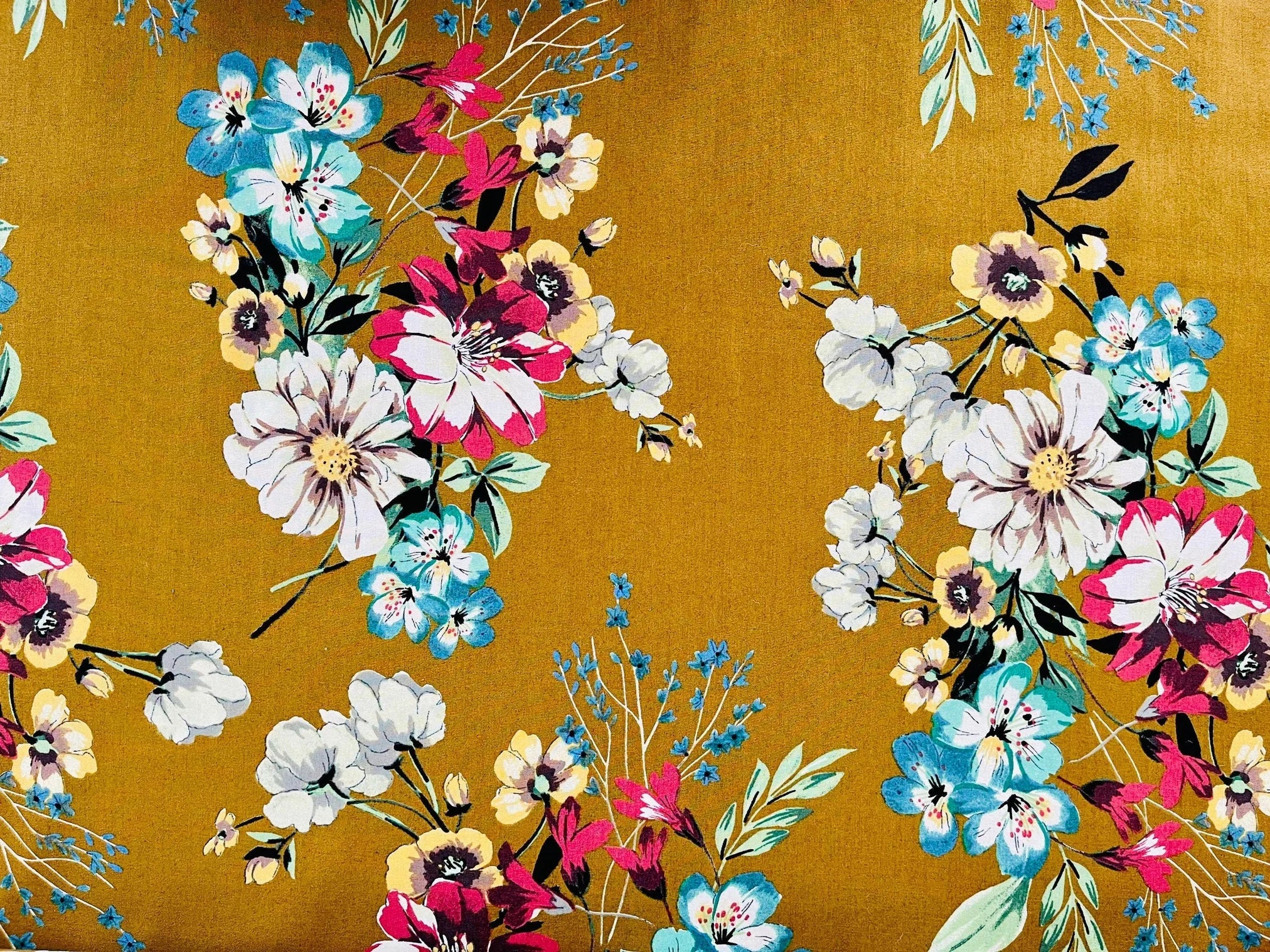 Japanese Lawn Fabric - Hokkoh Fabric - Olive - White - Teal - Purple - Yellow - Fabric By The Yard - 307-1800-4B