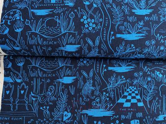 Wonderland-Rifle Paper Co-Magic Forest-Navy Canvas-Cotton+ Steel