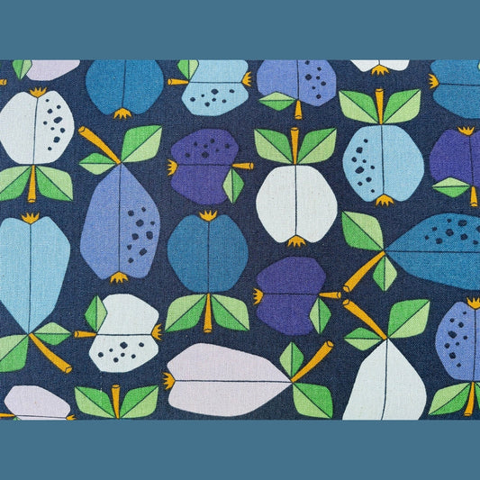 Under the Apple Tree-Orchard-Deep Blue Unbleached Canvas