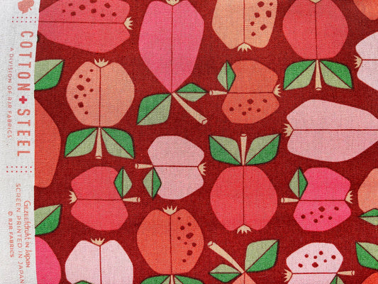 Under the Apple Tree-Orchard Vermilion Unbleached Canvas-Loes Van Oosten-Cotton + Steel Fabric