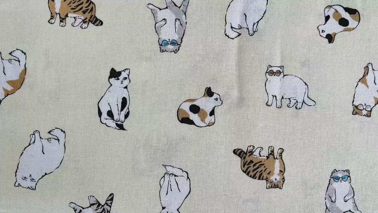 Cat - Cat Fabric - Robert Kaufman - Japanese quilting cotton.
