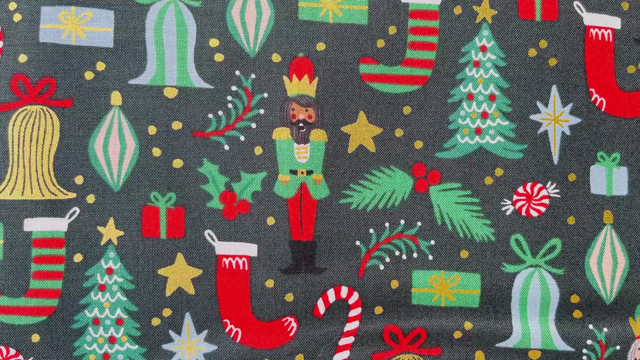 Holiday Classics - Deck The Halls - Evergreen Metallic Fabric - Rifle Paper Co - Cotton + Steel