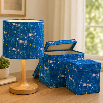 Noel Angels Singing Navy Unbleached Fabric by Alexia Marcelle Abegg – 100% Cotton