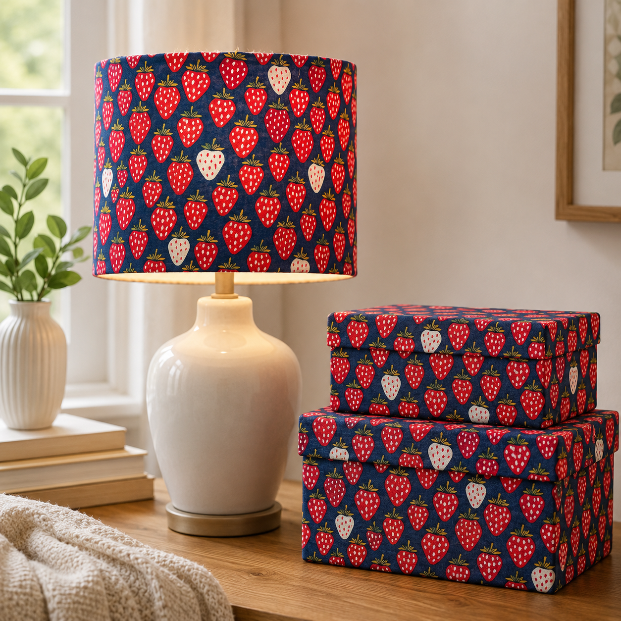 Under the Apple Tree-Queen of Berries-Starry Night-Unbleached Canvas Fabric