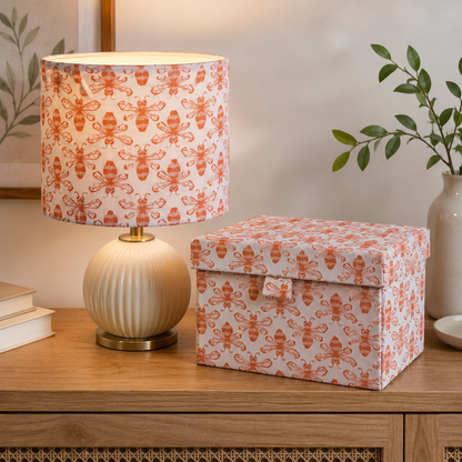 Sweet Floral Scent Bee Coral Fabric by Loes Van Oosten