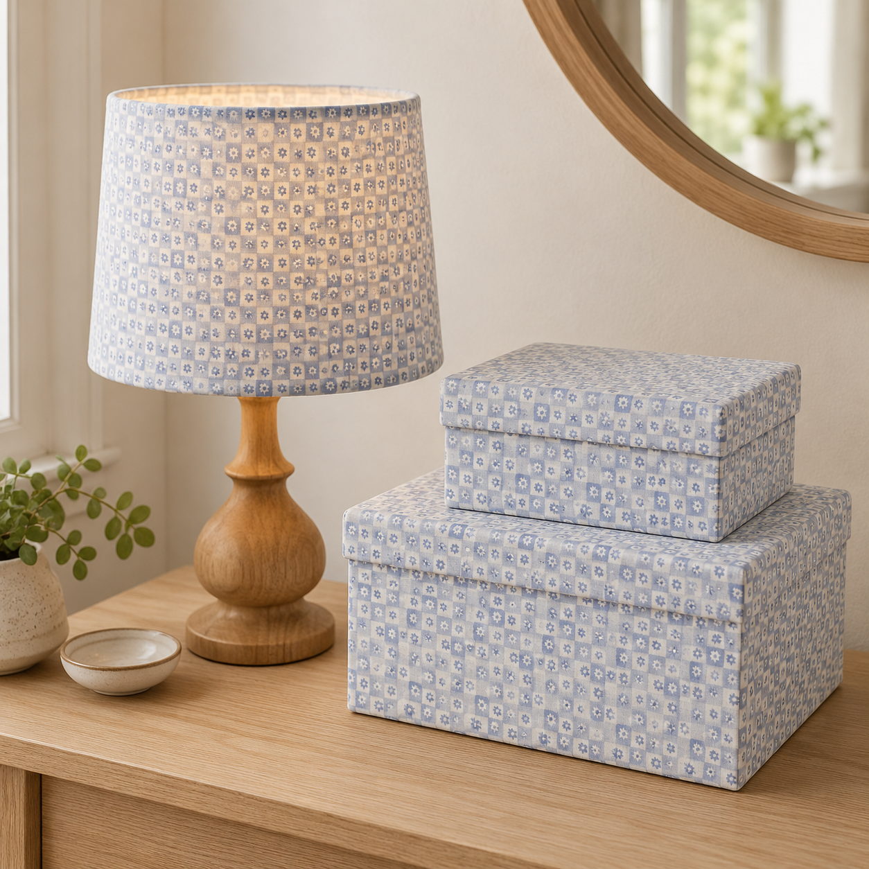 Rifle Paper Co. Daisy Gingham Blue Quilting Cotton Fabric – Easter Collection