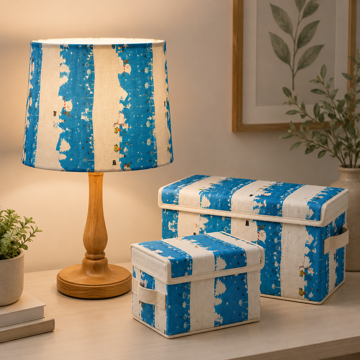 Waku Waku Christmas-Mr Polar Bear-Blue Unbleached Fabric-Naocoom-Cotton+ Steel