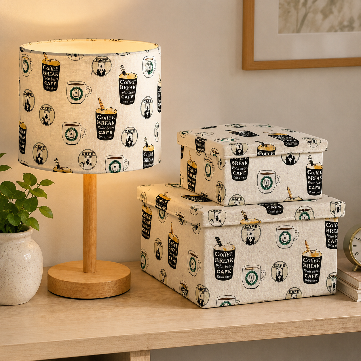 Kiyohara Polar Bear Coffee Fabric Japanese Cotton Twill Fabric.