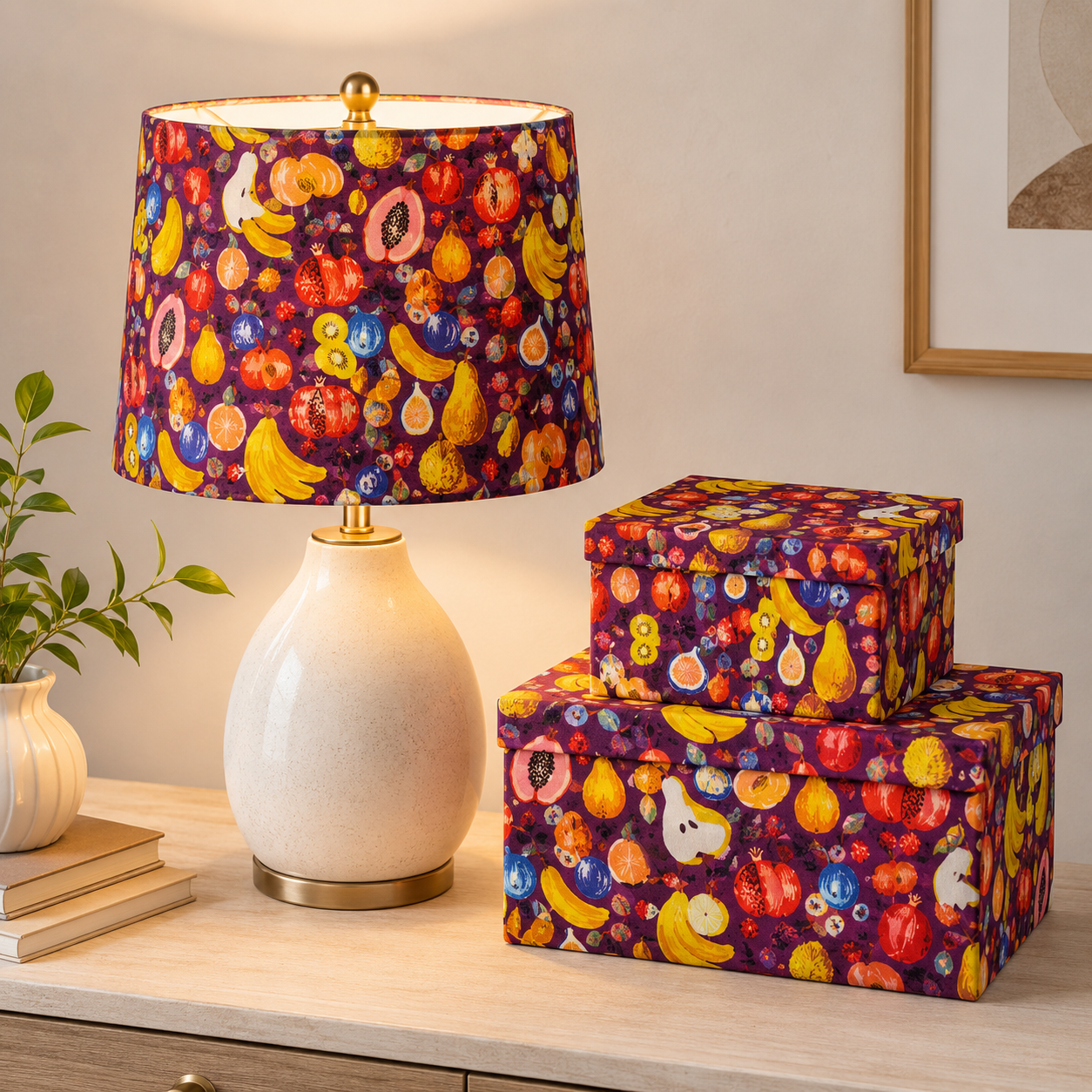 Orchard-Fruit Stand-Burgundy Fabric-Rifle Paper Co