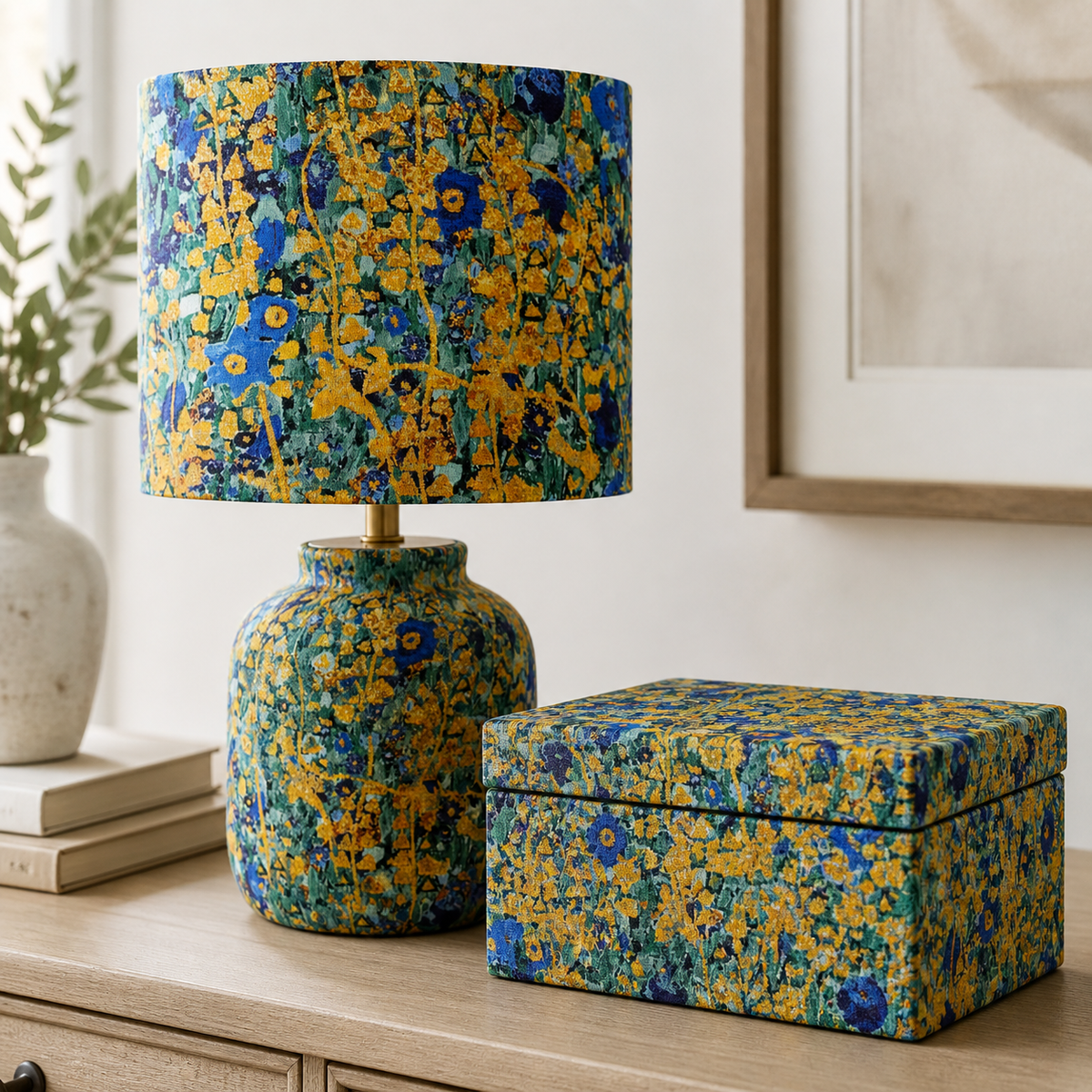 Gustav Klimt-Cobalt Gold Triangles-Robert Kaufman-Quilting Cotton Fabric