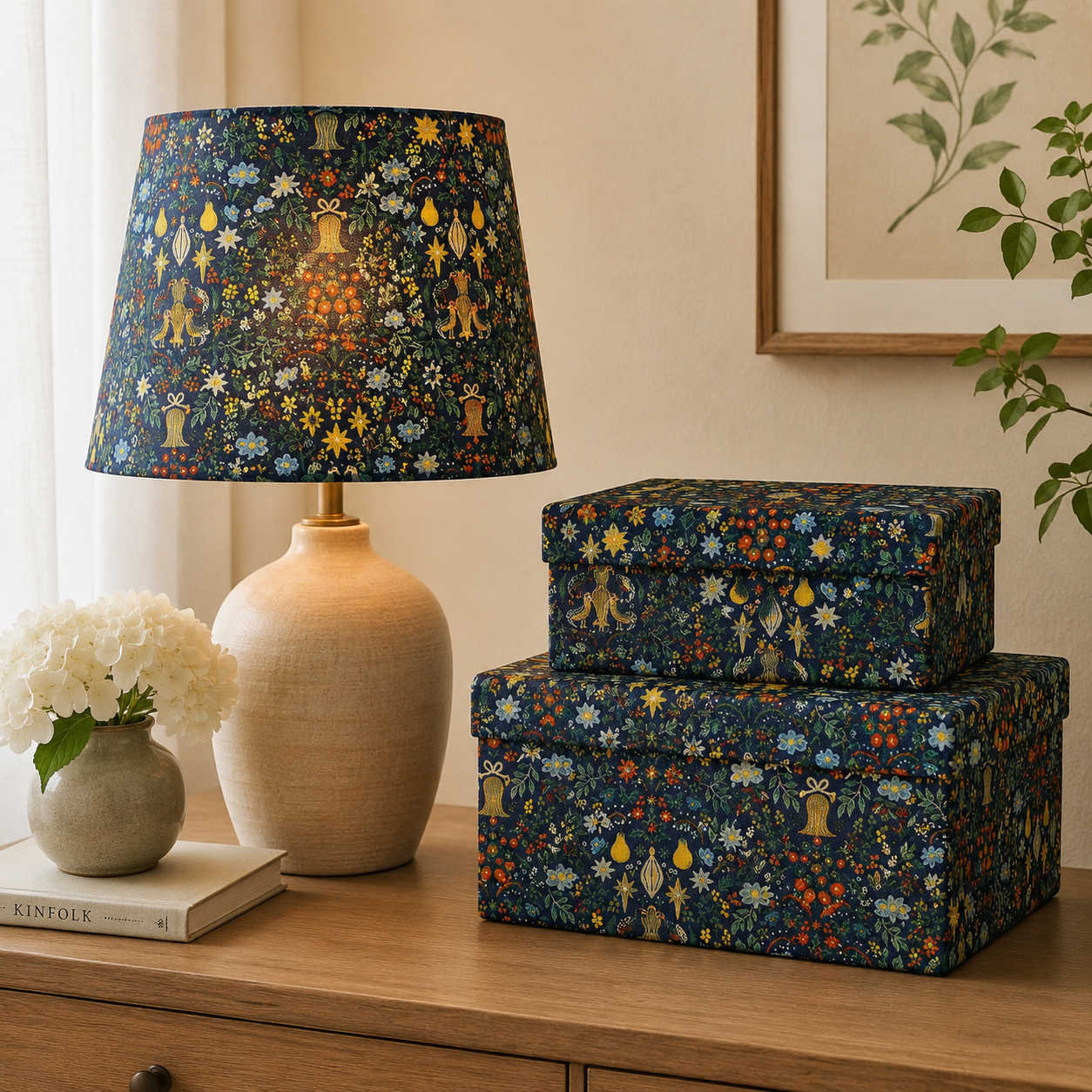 Holiday Classics - Partridge - Rifle Paper Co - Navy - Cotton + Steel