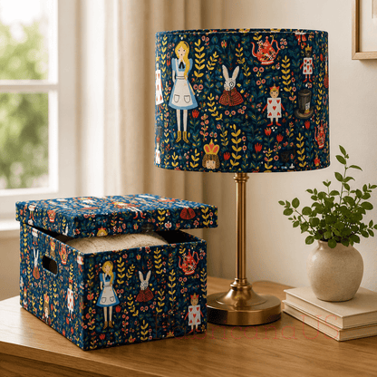 Rifle Paper Co-Alice in Wonderland Fabric-Metallic Navy Canvas-Cotton and Steel
