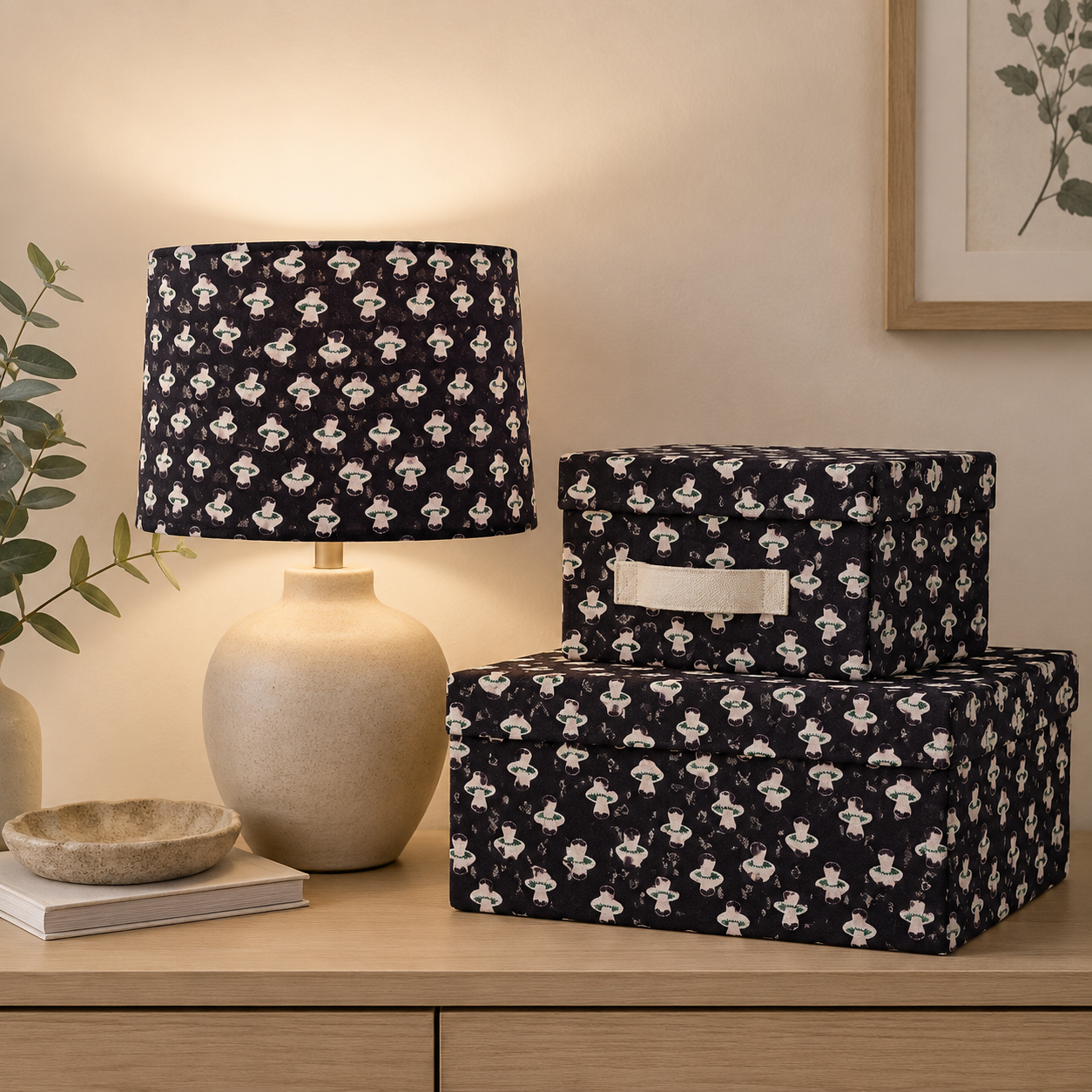 In The Woods -Mushroom-Eggplant Unbleached Fabric- Loes Van Oosten - Cotton + Steel - Quilting Cotton Fabric