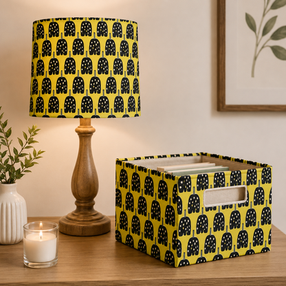 Kokka Japanese Lightweight Canvas Fabric – Black & Yellow Print – Premium Cotton Canvas – Made in Japan