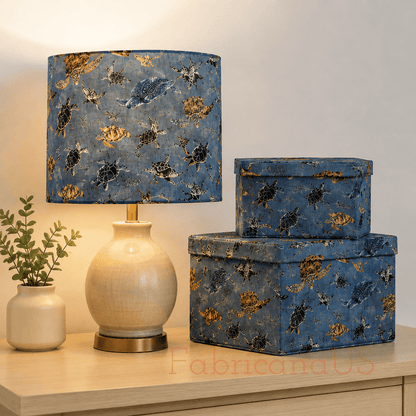 Sea Turtle - Japanese Fabric - Blue Twill Fabric