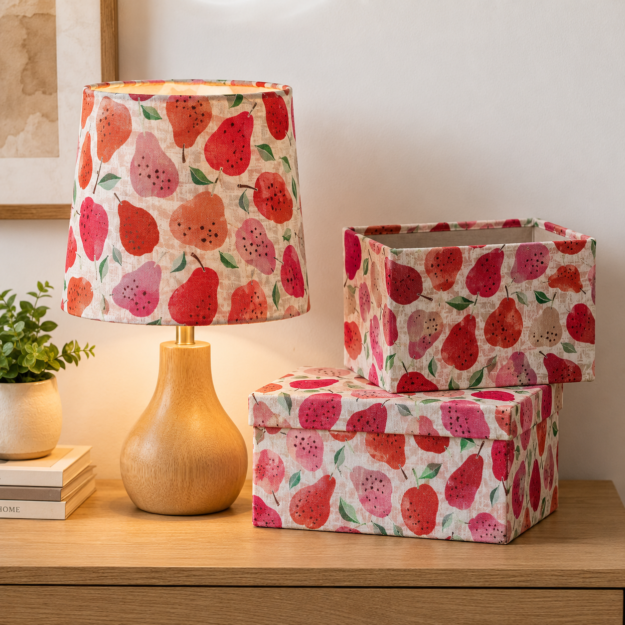 Under the Apple Tree-Quince Red Cotton Fabric-Loes van Oosten