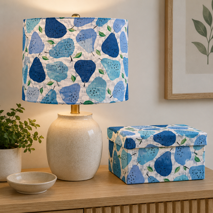 Under The Apple Tree-Quince Blue Fabric-Loes Van Oosten-Cotton + Steel
