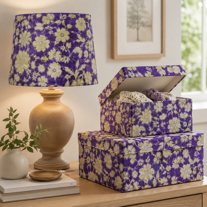 Kokka Japanese Fabric – Purple Olive Floral Fabric – 100% Linen Botanical Print