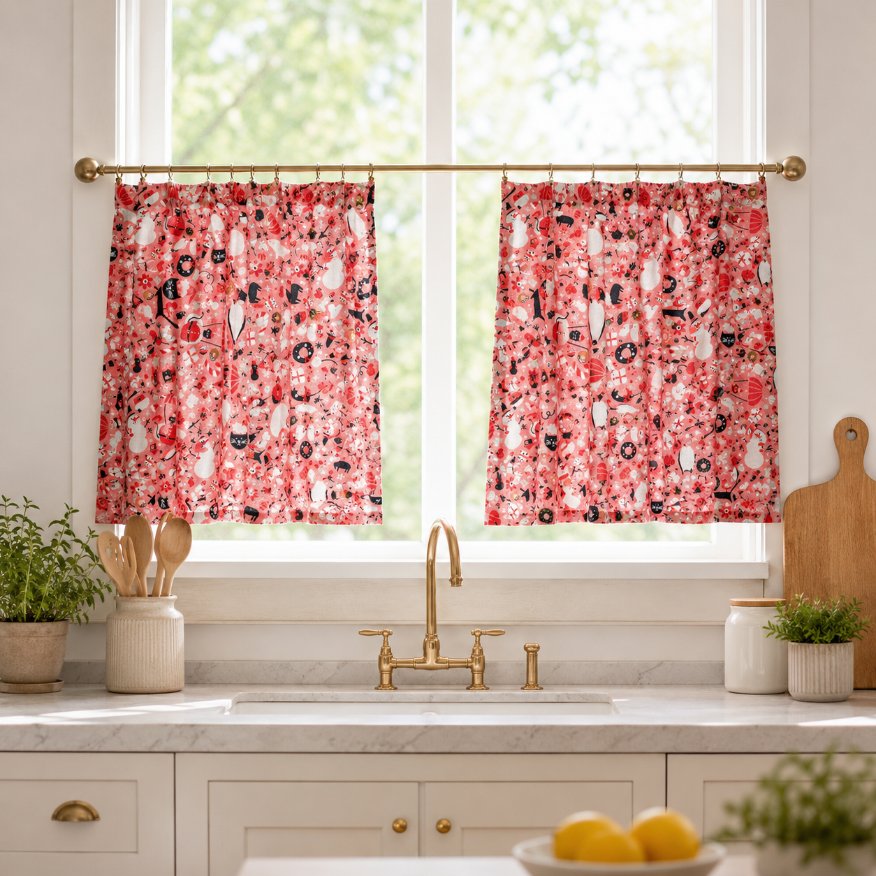 Waku Waku Christmas-Mixer Coral Unbleached Fabric-Naocom-Cotton+ Steel