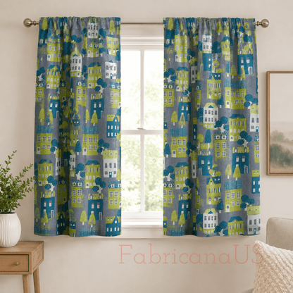 House-House Fabric-Robert Kaufman-Sevenberry-Cotton Flax