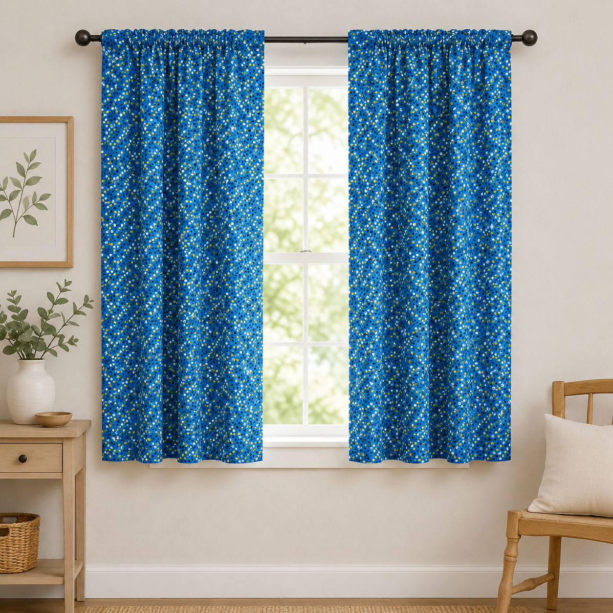Waku Waku Christmas-Blue Sequins Unbleached Fabric-Cotton+ Steel