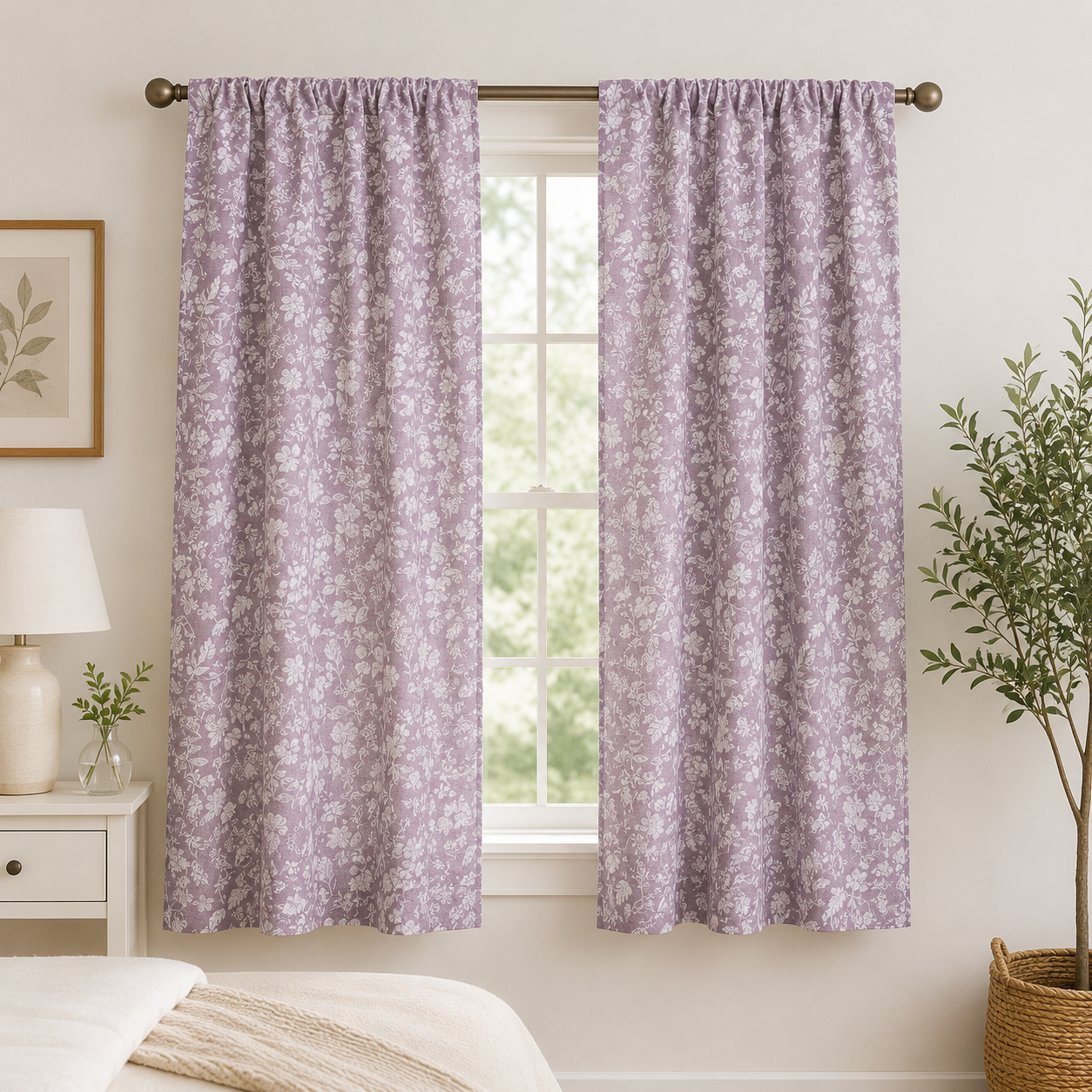 Kokka Natural Garden Purple Japanese Fabric – Cotton Linen Blend Fabric – Premium Floral Fabric