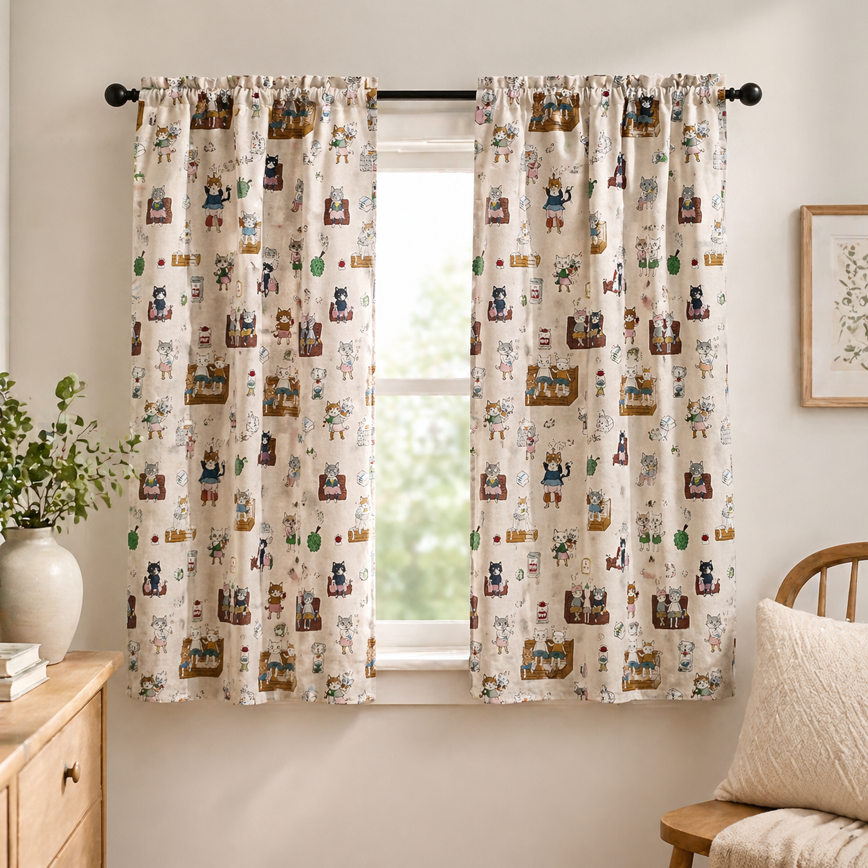 Cat Fabric-Funny Cats-Kokka Fabric-Japanese Fabric