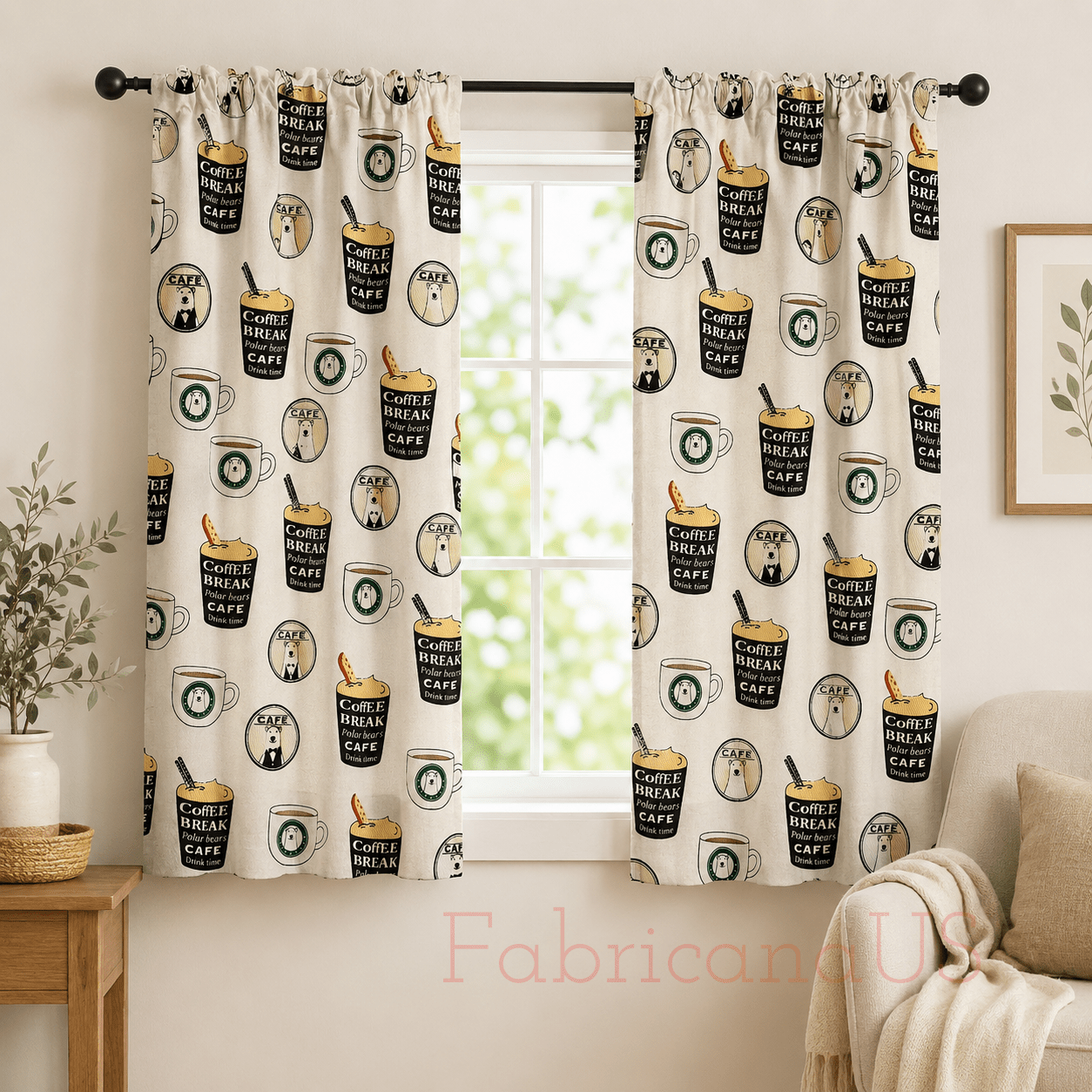 Kiyohara Polar Bear Coffee Japanese Cotton Twill Fabric