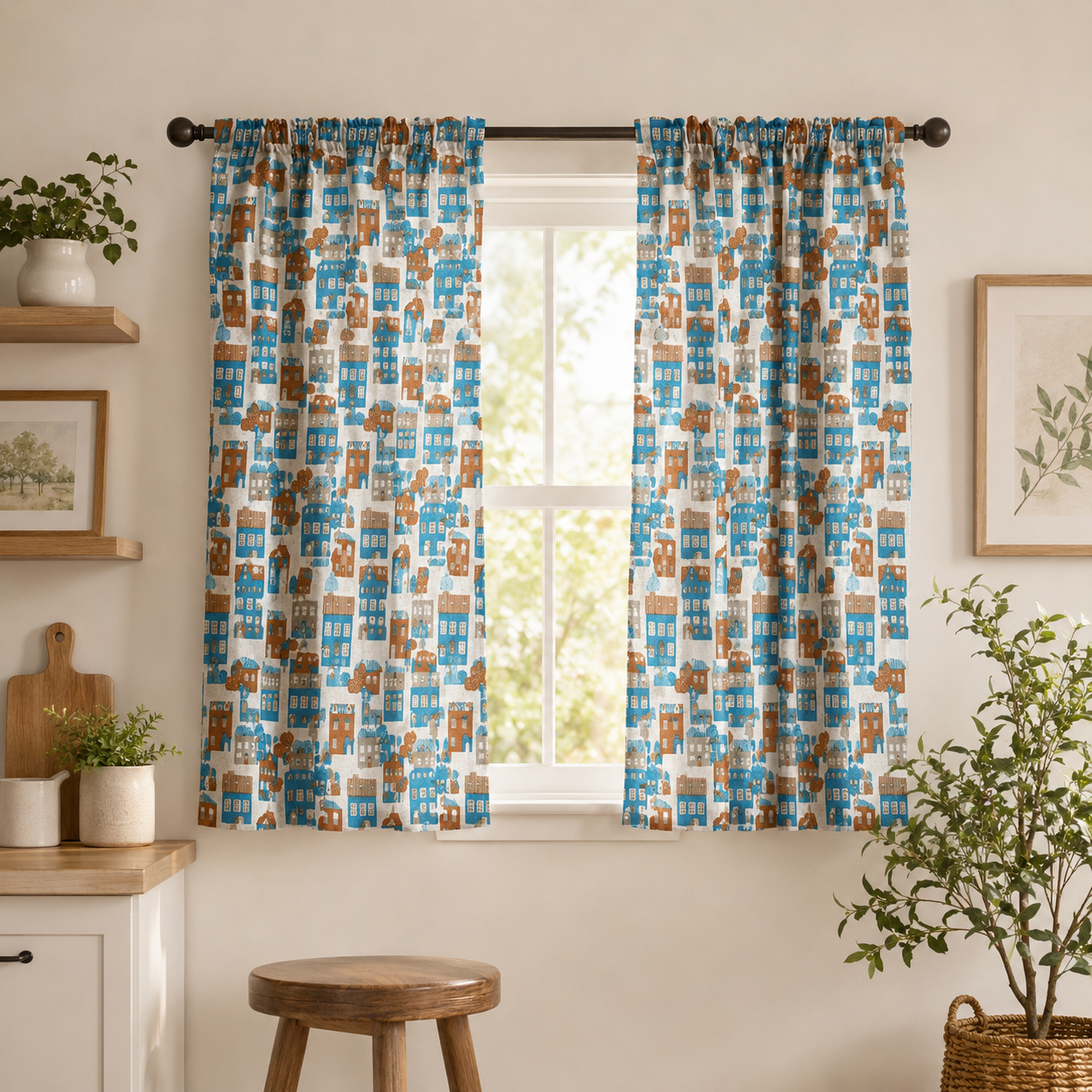 House - House Fabric - Robert Kaufman - Sevenberry - Cotton Flax - Natural