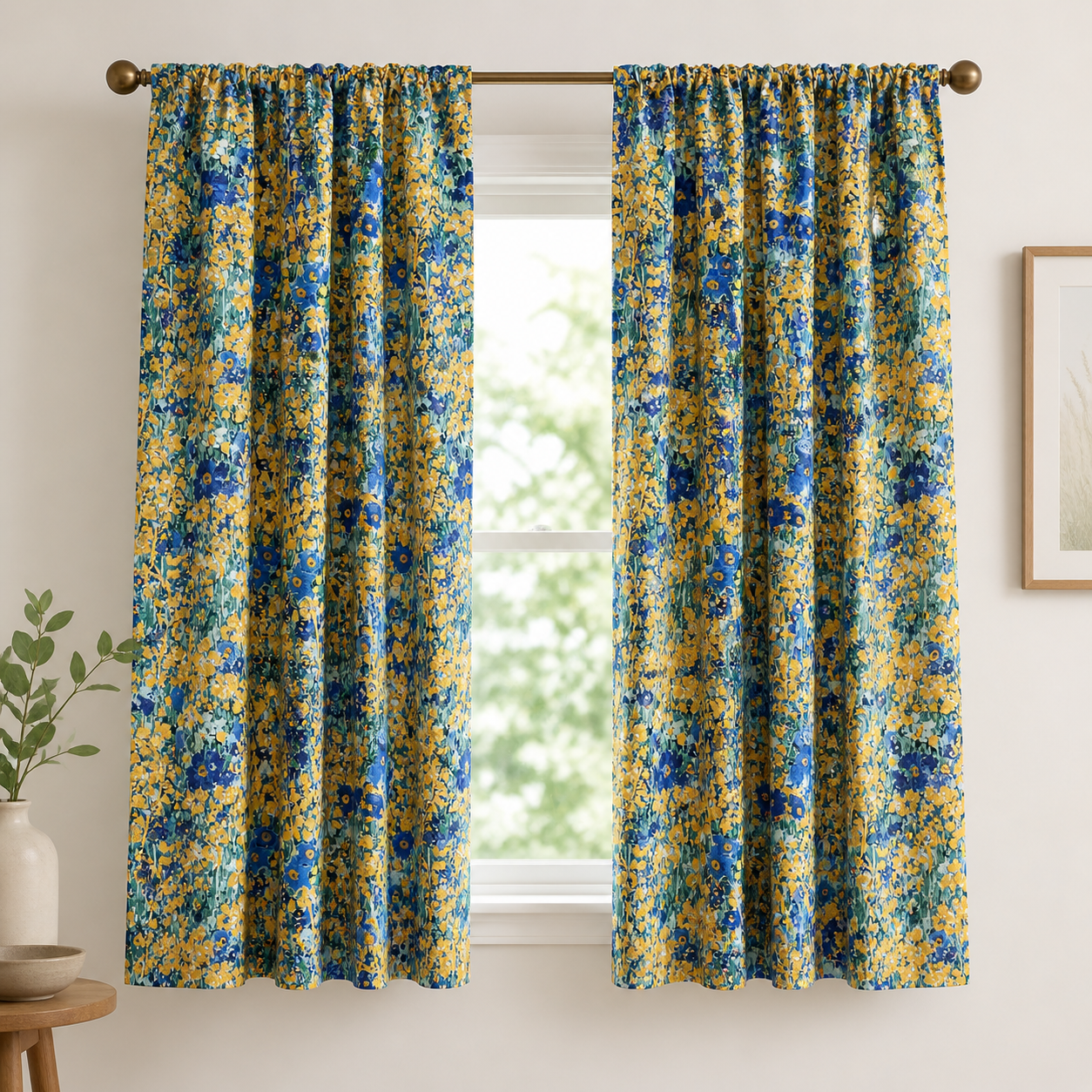 Gustav Klimt-Cobalt Gold Triangles-Robert Kaufman-Quilting Cotton Fabric