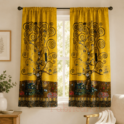 Gustav Klimt Tree of Life Gold Quilting Cotton Panel – Robert Kaufman Fabrics – Decorative Cotton Fabric Panel