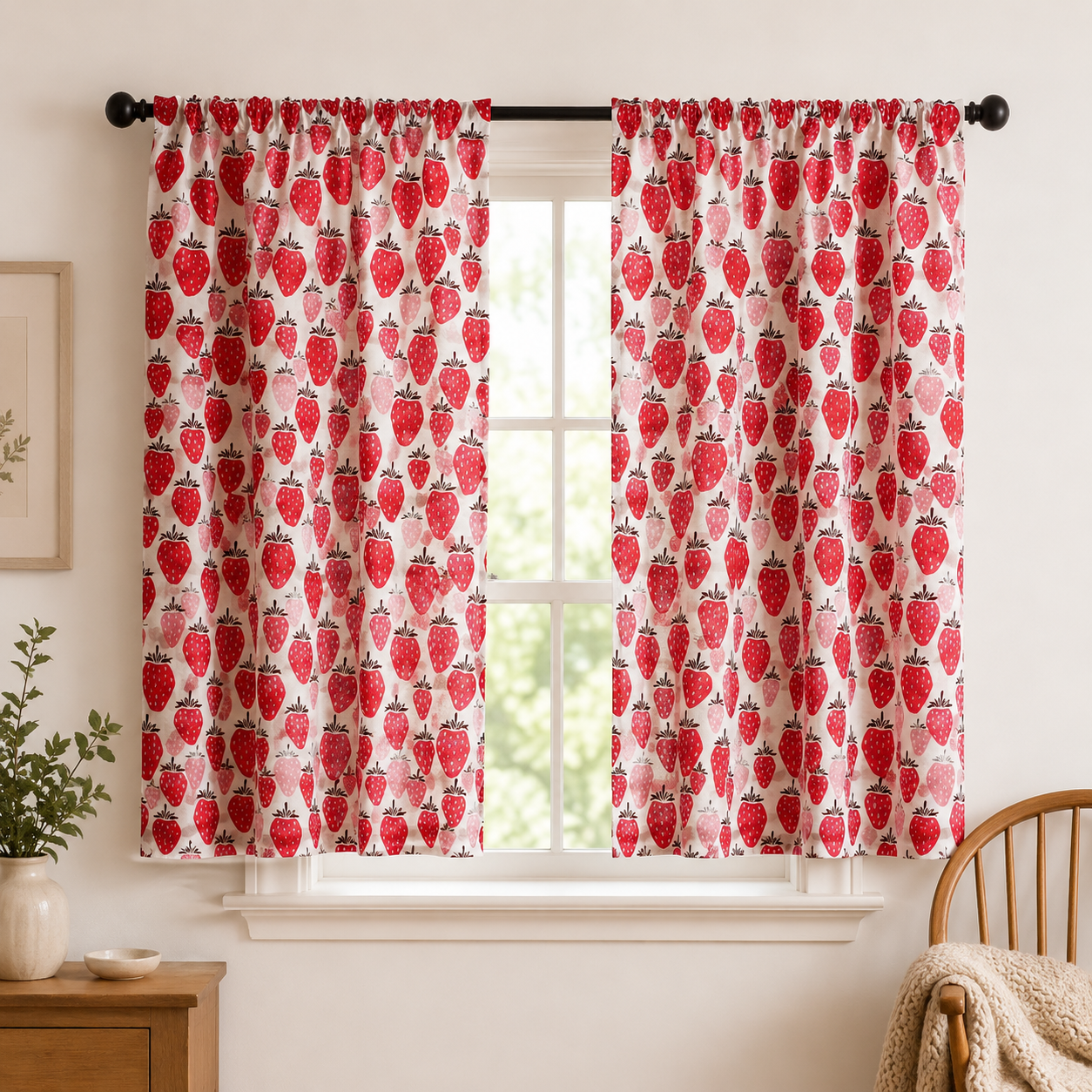 Under the Apple Tree Queen of Berries Blushing Red Fabric by Loes van Oosten