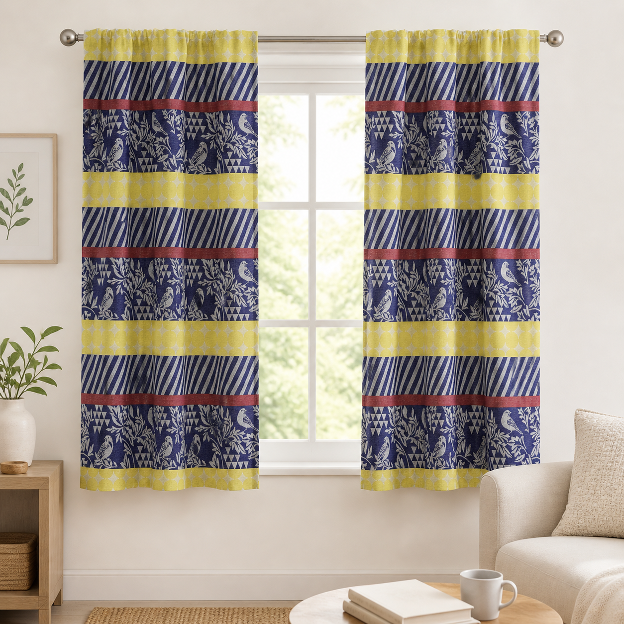 Bird - Bird Fabric -  Kokka - Japanese Fabric - Jacquard Cotton -Reversible