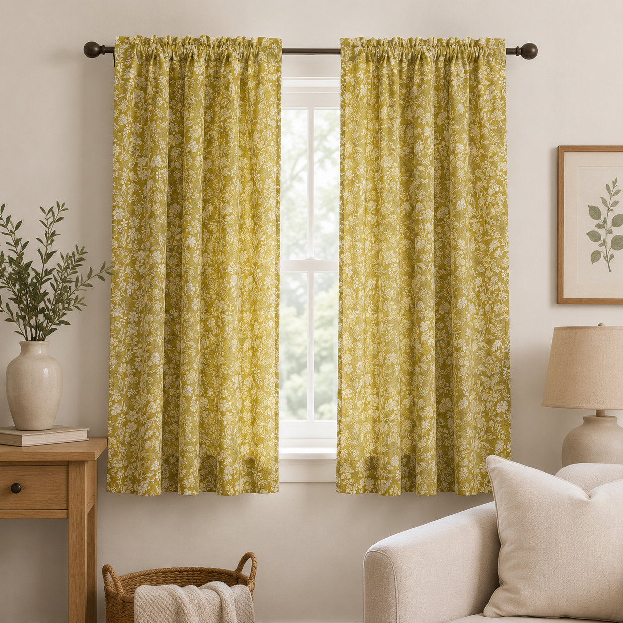 Kokka-Natural Garden-Yellow Cotton Linen-Japanese Sheeting Fabric-YGA-59010-1B