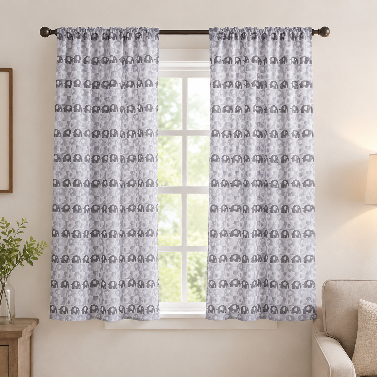 Jacquard Cotton Fabric-Japanese Gauze Cotton-Cosmo-Tan Grey Elephant