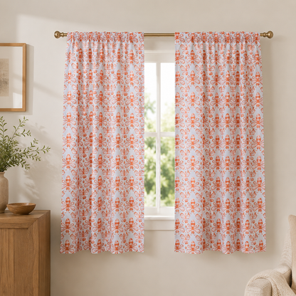 Sweet Floral Scent Bee Coral Fabric by Loes Van Oosten