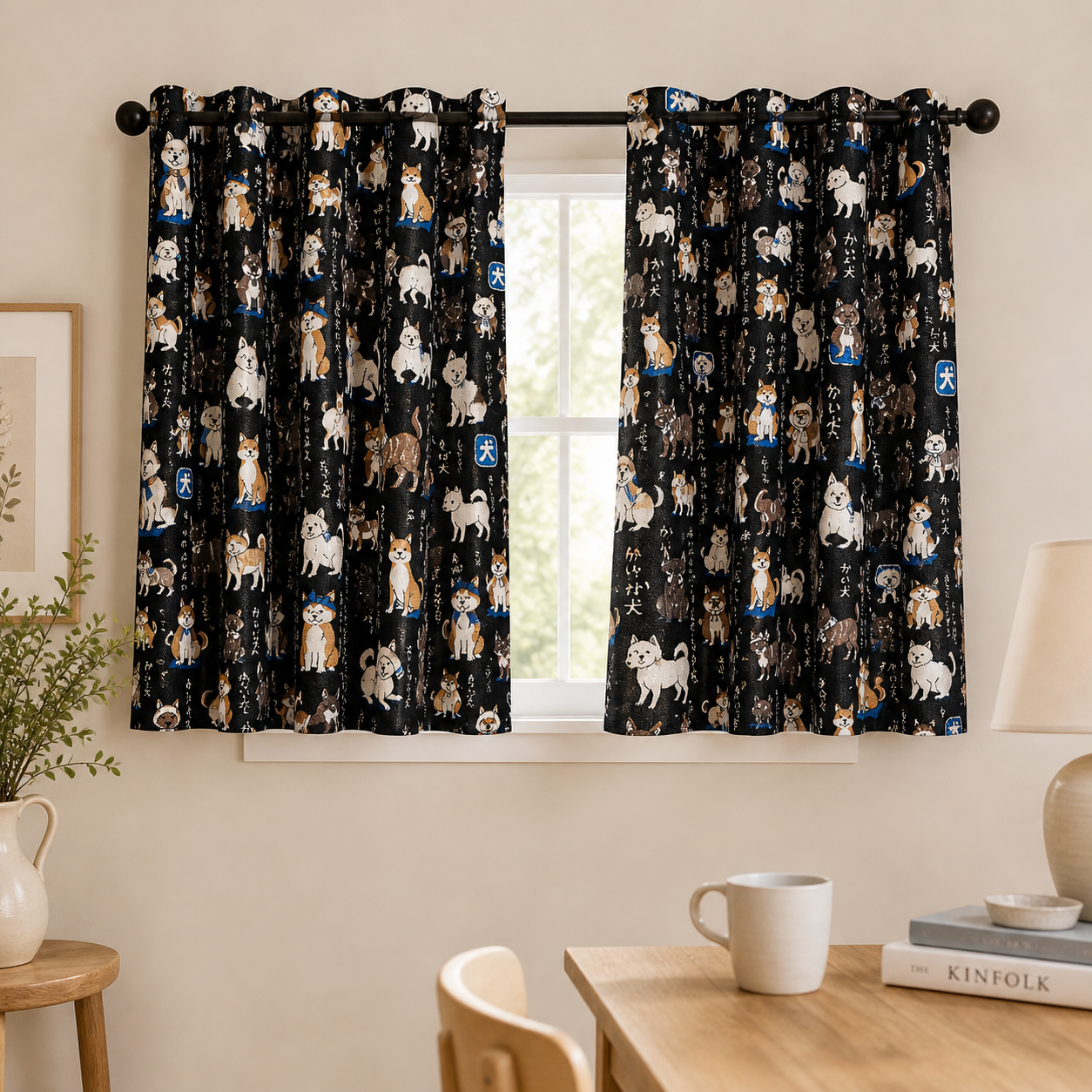 Dog Oxford Fabric-Kokka Fabric-Japanese Textile