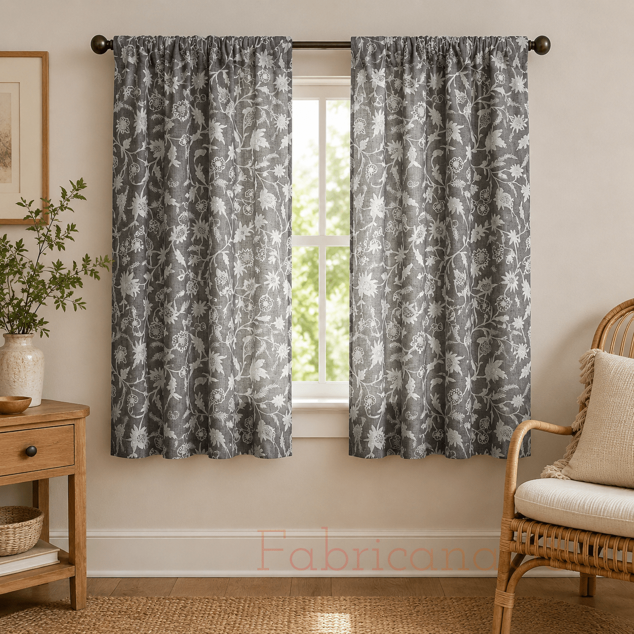 Linen Crewel Hand Embroidered Fabric-Kashmir Crewel-White on Linen-Myth 766