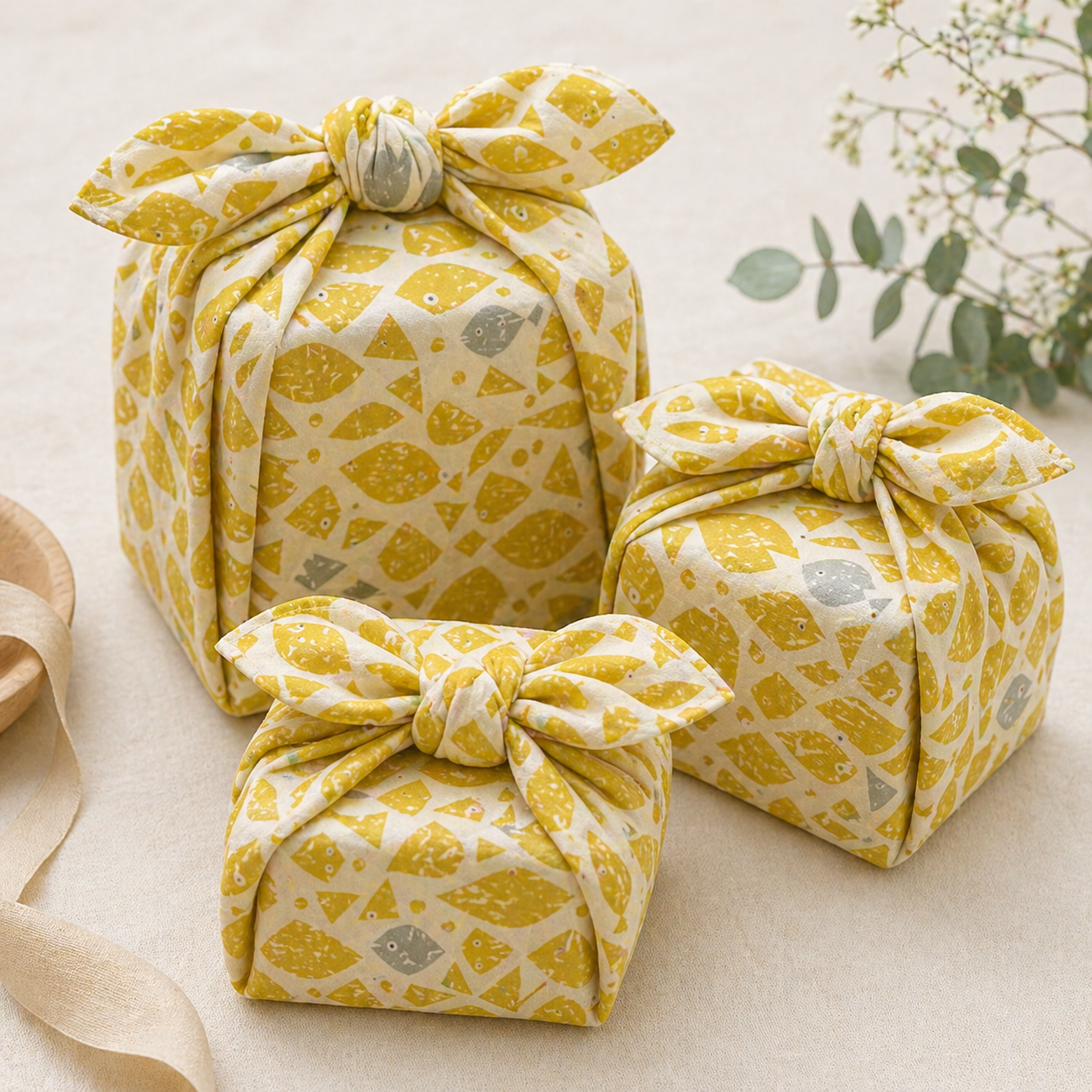 By the Seaside-Happy Fish-Yellow Unbleached Fabric-Loes Van Oosten-Cotton + Steel