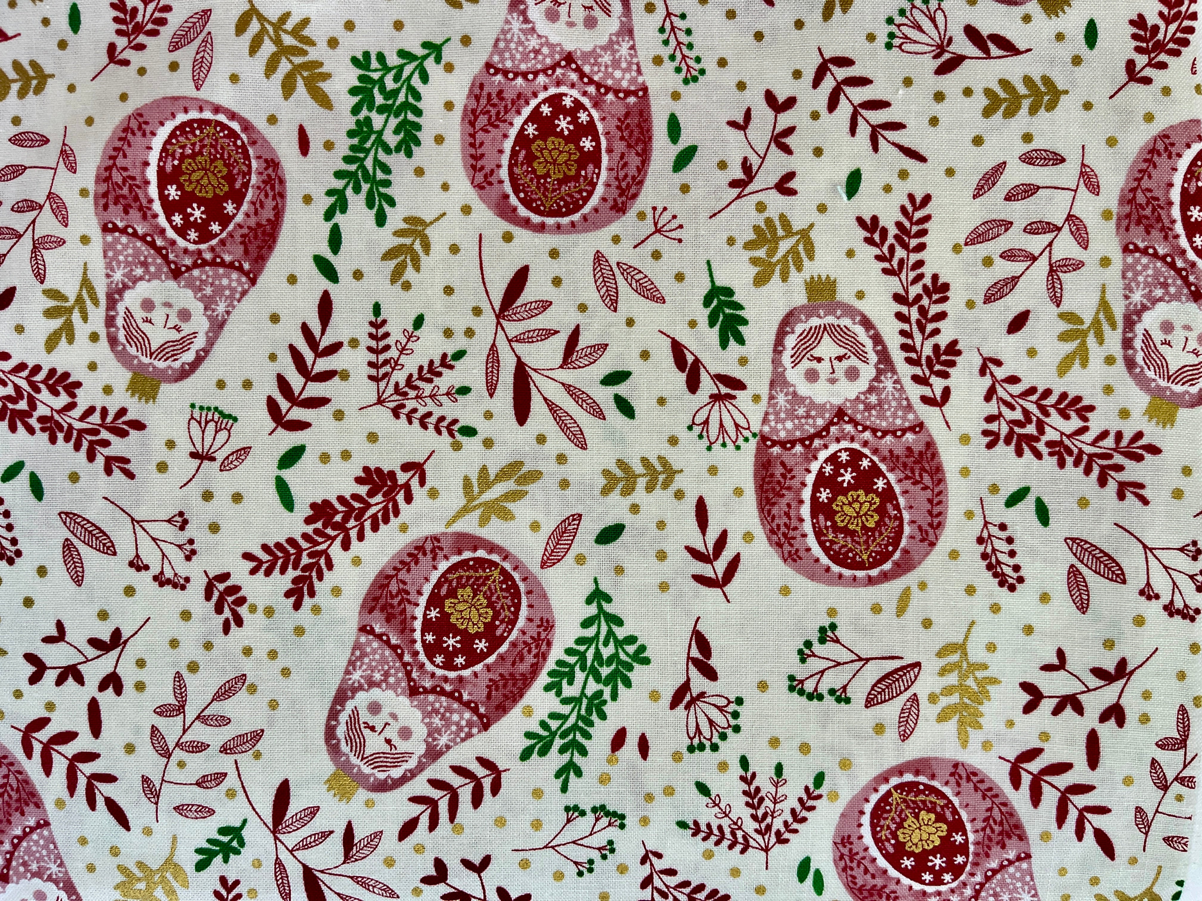 Winter Dreams-Babushka Dolls-Cinnamon Metallic Fabric-Cotton + Steel