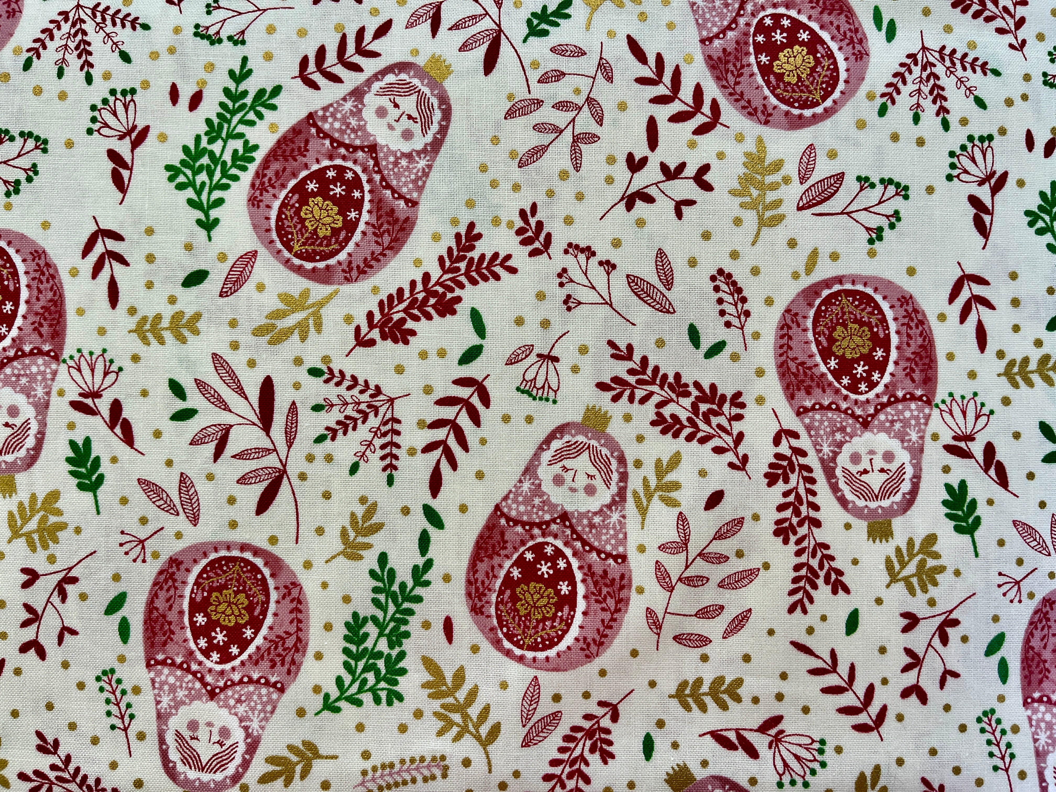 Winter Dreams-Babushka Dolls-Cinnamon Metallic Fabric-Cotton + Steel