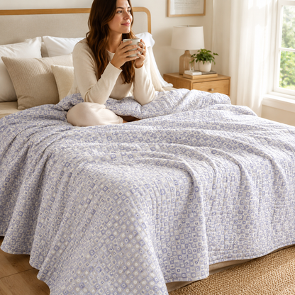 Rifle Paper Co. Daisy Gingham Blue Quilting Cotton Fabric – Easter Collection