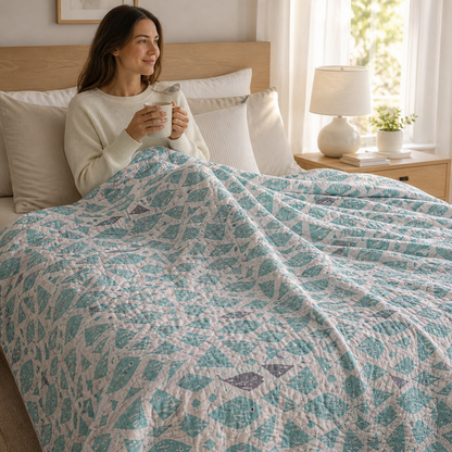 By the Seaside-Happy Fish-Aqua Unbleached Fabric-Loes Van Oosten-Cotton+Steel