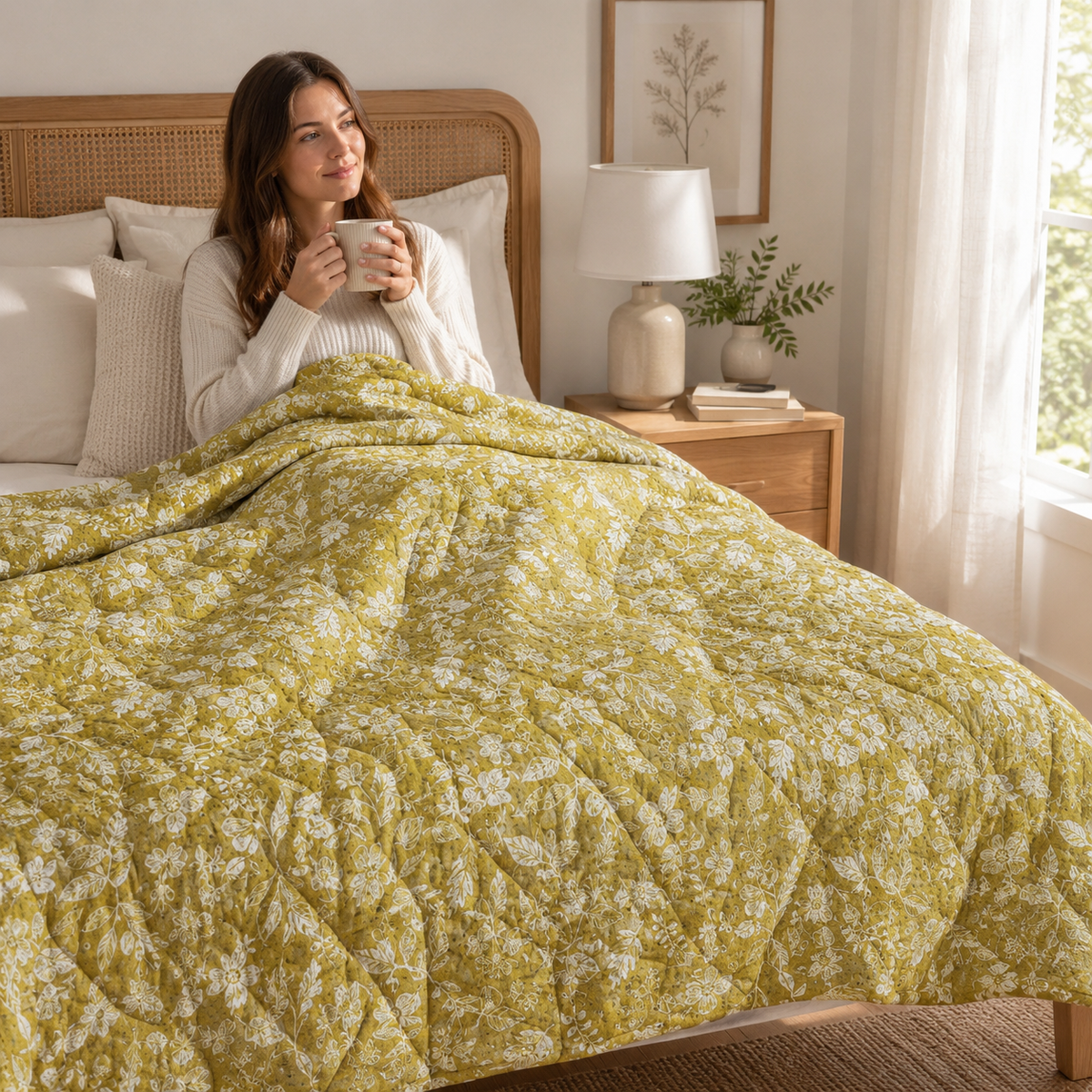 Kokka-Natural Garden-Yellow Cotton Linen-Japanese Sheeting Fabric-YGA-59010-1B